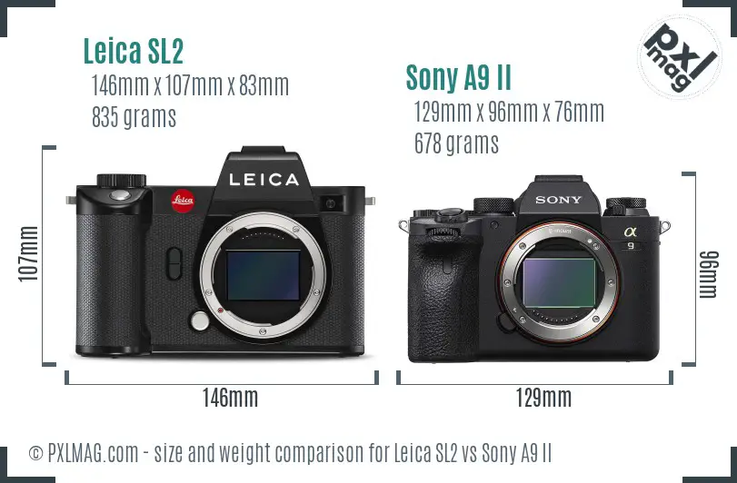 Leica SL2 vs Sony A9 II size comparison