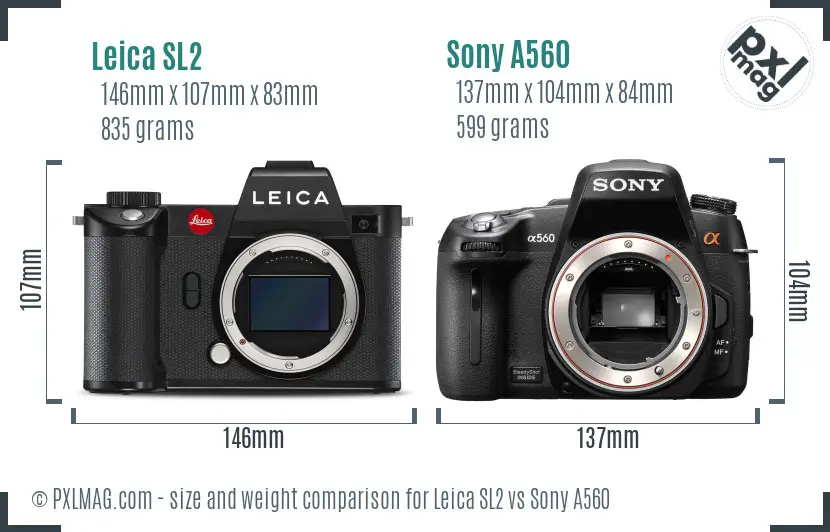 Leica SL2 vs Sony A560 size comparison