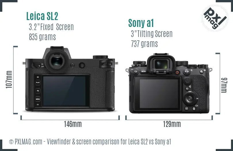 Leica SL2 vs Sony a1 Screen and Viewfinder comparison