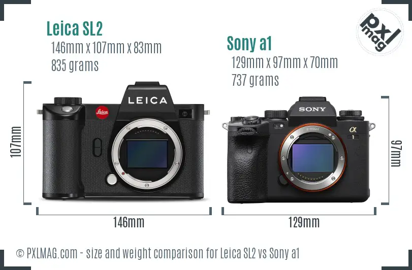 Leica SL2 vs Sony a1 size comparison