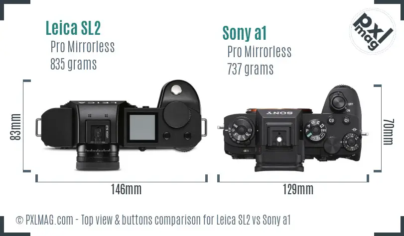 Leica SL2 vs Sony a1 top view buttons comparison