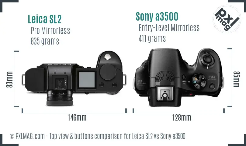 Leica SL2 vs Sony a3500 top view buttons comparison
