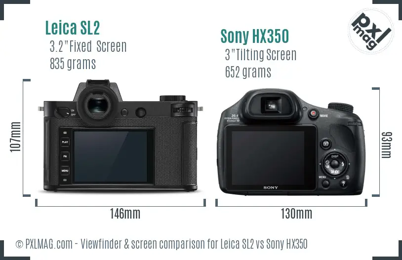 Leica SL2 vs Sony HX350 Screen and Viewfinder comparison