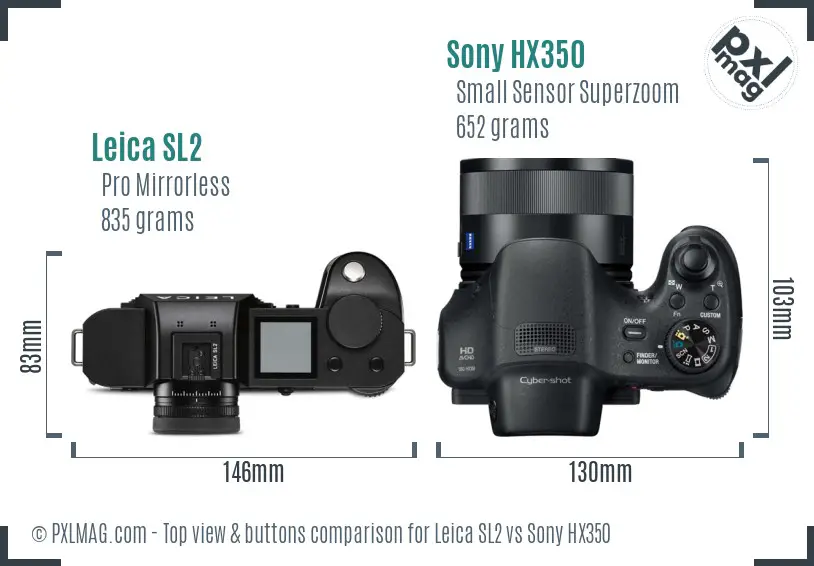 Leica SL2 vs Sony HX350 top view buttons comparison