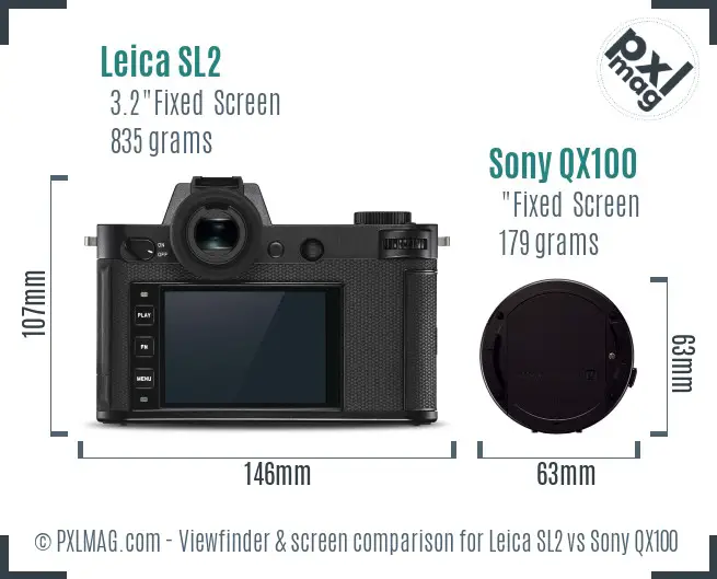 Leica SL2 vs Sony QX100 Screen and Viewfinder comparison