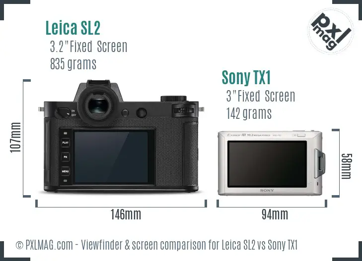 Leica SL2 vs Sony TX1 Screen and Viewfinder comparison