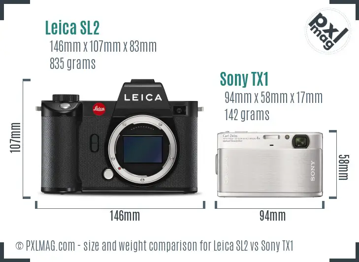 Leica SL2 vs Sony TX1 size comparison