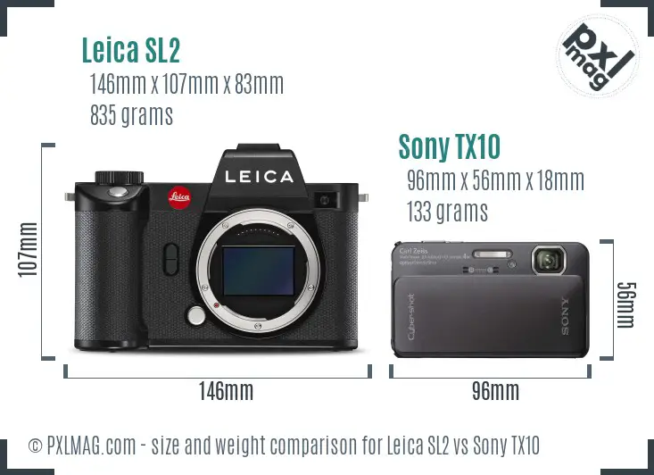 Leica SL2 vs Sony TX10 size comparison
