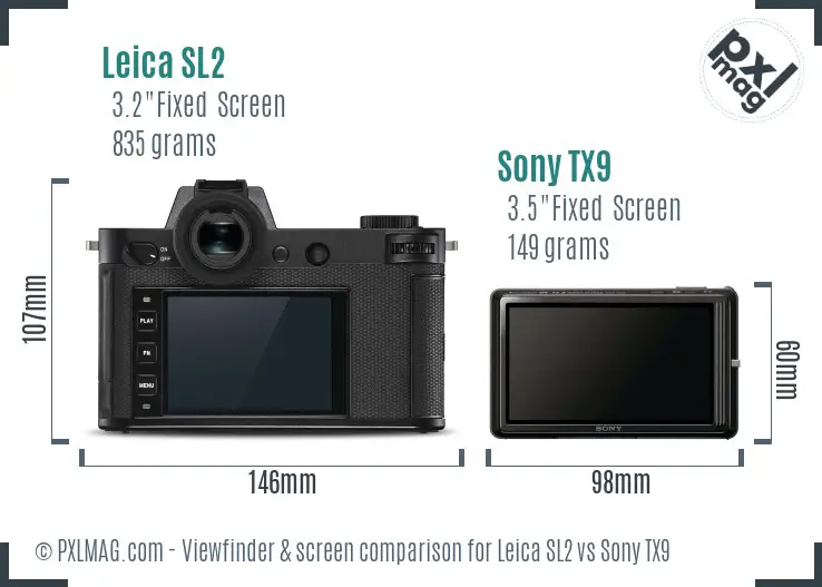 Leica SL2 vs Sony TX9 Screen and Viewfinder comparison