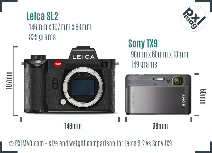 Leica SL2 vs Sony TX9 size comparison