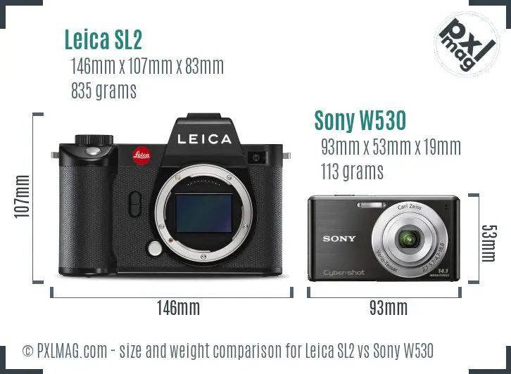 Leica SL2 vs Sony W530 size comparison