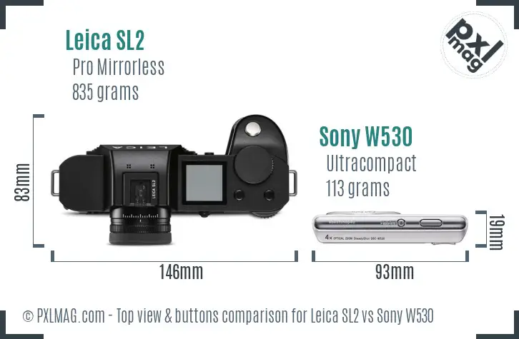 Leica SL2 vs Sony W530 top view buttons comparison