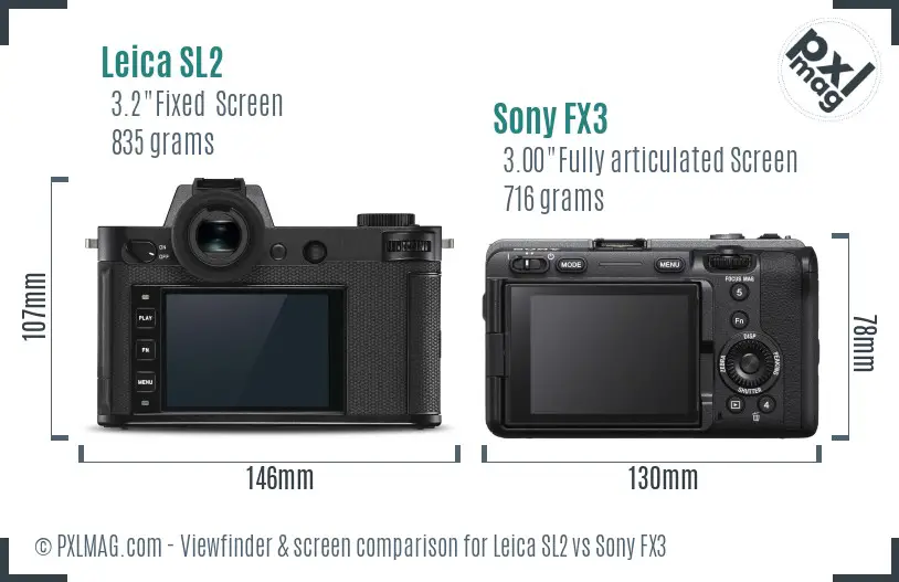 Leica SL2 vs Sony FX3 Screen and Viewfinder comparison Leica SL2 vs Sony FX3 Screen and Viewfinder comparison