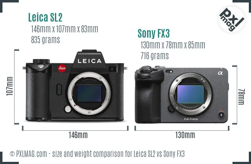 Leica SL2 vs Sony FX3 size comparison Leica SL2 vs Sony FX3 size comparison