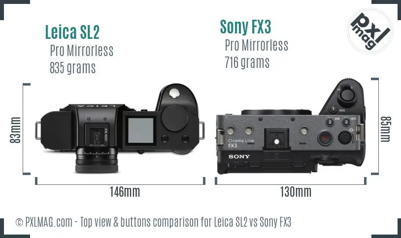 Leica SL2 vs Sony FX3 top view buttons comparison Leica SL2 vs Sony FX3 top view buttons comparison