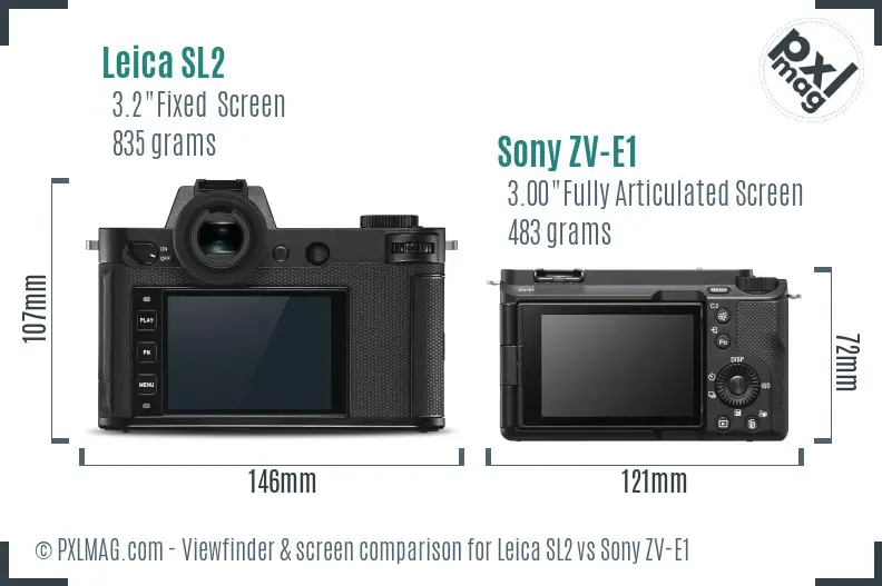 Leica SL2 vs Sony ZV-E1 Screen and Viewfinder comparison