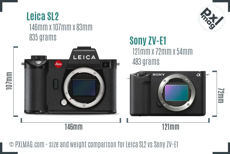 Leica SL2 vs Sony ZV-E1 size comparison