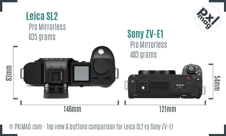 Leica SL2 vs Sony ZV-E1 top view buttons comparison