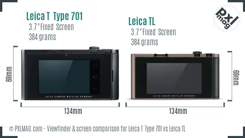 Leica T  Type 701 vs Leica TL Screen and Viewfinder comparison
