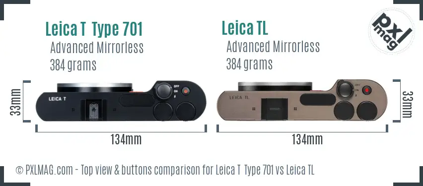 Leica T  Type 701 vs Leica TL top view buttons comparison