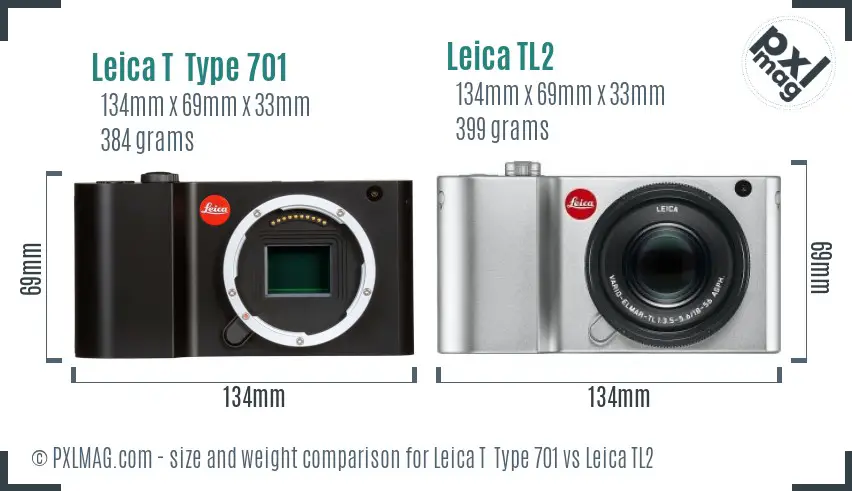 Leica T  Type 701 vs Leica TL2 size comparison