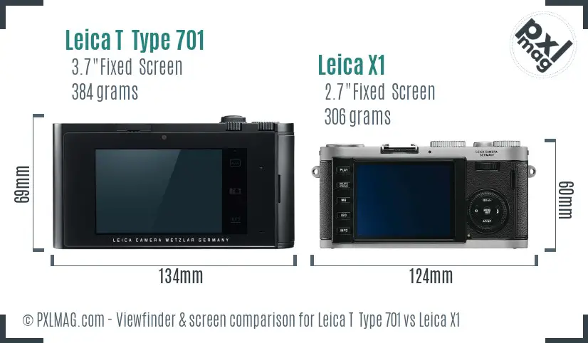 Leica T Type 701 vs Leica X1 Screen and Viewfinder comparison Leica T Type 701 vs Leica X1 Screen and Viewfinder comparison