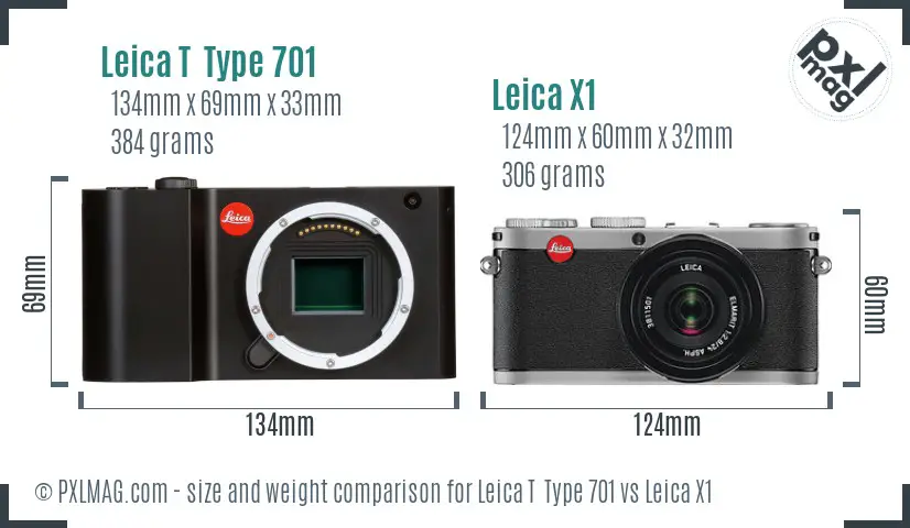 Leica T Type 701 vs Leica X1 size comparison Leica T Type 701 vs Leica X1 size comparison