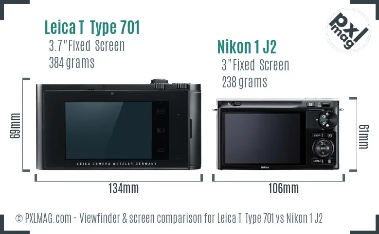 Leica T  Type 701 vs Nikon 1 J2 Screen and Viewfinder comparison