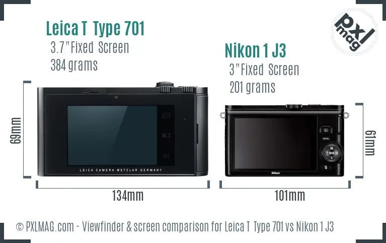 Leica T  Type 701 vs Nikon 1 J3 Screen and Viewfinder comparison