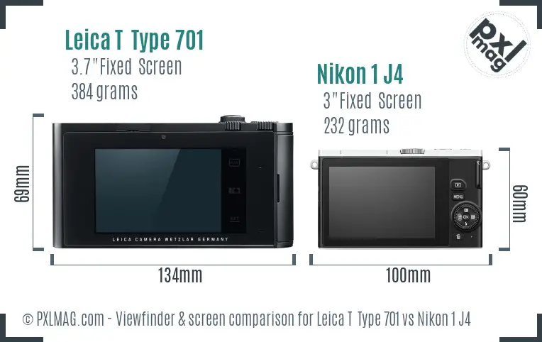 Leica T  Type 701 vs Nikon 1 J4 Screen and Viewfinder comparison