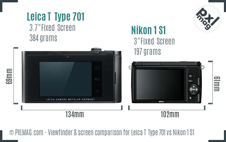 Leica T  Type 701 vs Nikon 1 S1 Screen and Viewfinder comparison