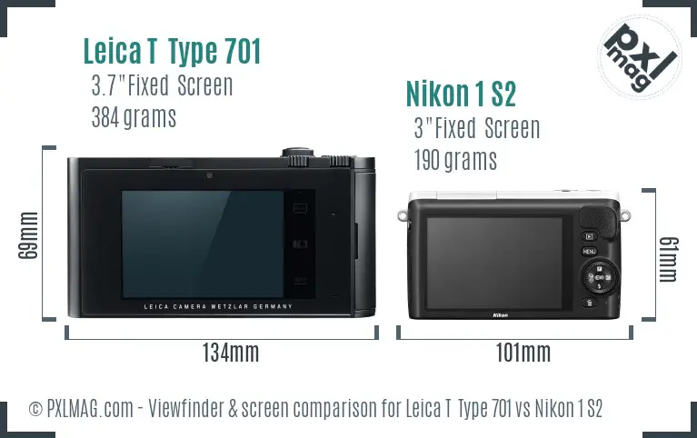 Leica T  Type 701 vs Nikon 1 S2 Screen and Viewfinder comparison