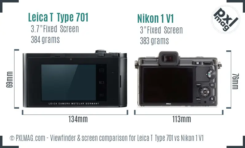 Leica T  Type 701 vs Nikon 1 V1 Screen and Viewfinder comparison