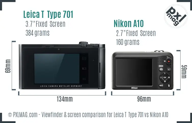 Leica T  Type 701 vs Nikon A10 Screen and Viewfinder comparison
