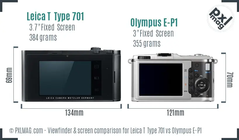 Leica T  Type 701 vs Olympus E-P1 Screen and Viewfinder comparison