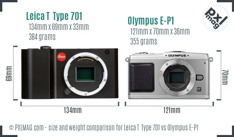 Leica T  Type 701 vs Olympus E-P1 size comparison