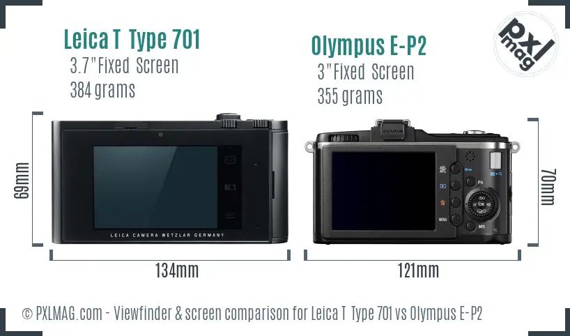 Leica T  Type 701 vs Olympus E-P2 Screen and Viewfinder comparison