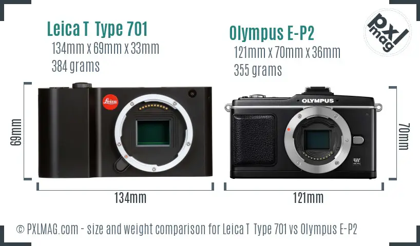 Leica T  Type 701 vs Olympus E-P2 size comparison