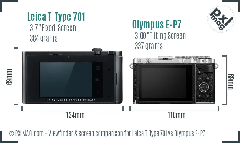 Leica T  Type 701 vs Olympus E-P7 Screen and Viewfinder comparison