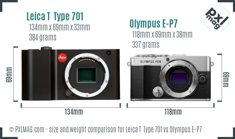 Leica T  Type 701 vs Olympus E-P7 size comparison