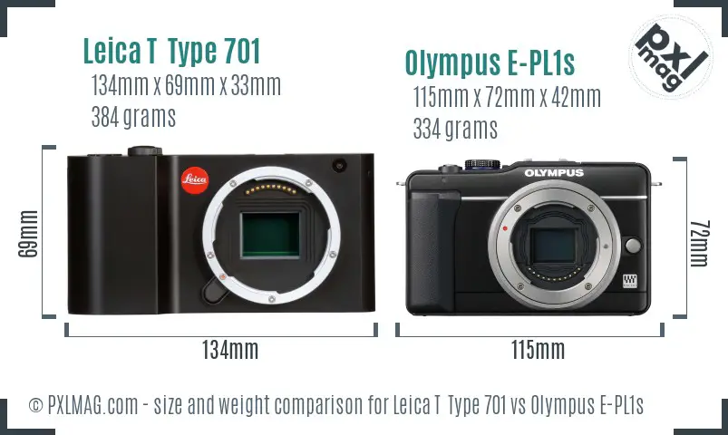 Leica T  Type 701 vs Olympus E-PL1s size comparison