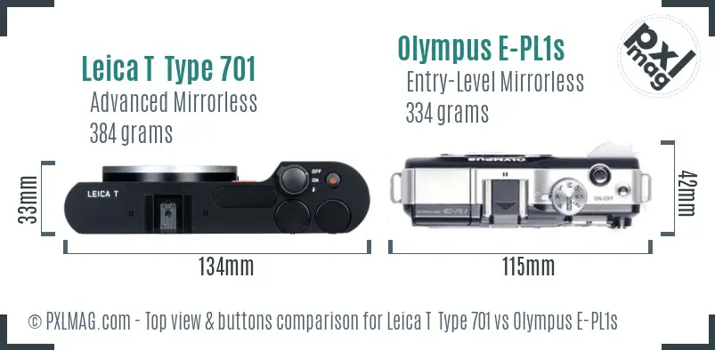 Leica T  Type 701 vs Olympus E-PL1s top view buttons comparison