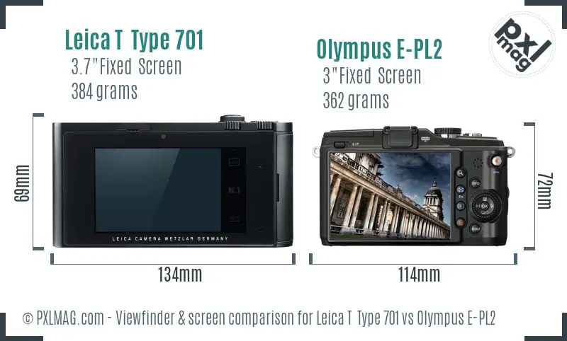 Leica T  Type 701 vs Olympus E-PL2 Screen and Viewfinder comparison