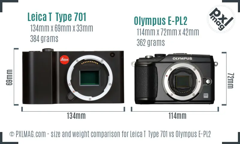 Leica T  Type 701 vs Olympus E-PL2 size comparison