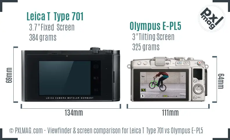 Leica T  Type 701 vs Olympus E-PL5 Screen and Viewfinder comparison