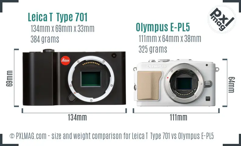 Leica T  Type 701 vs Olympus E-PL5 size comparison