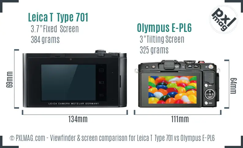 Leica T  Type 701 vs Olympus E-PL6 Screen and Viewfinder comparison