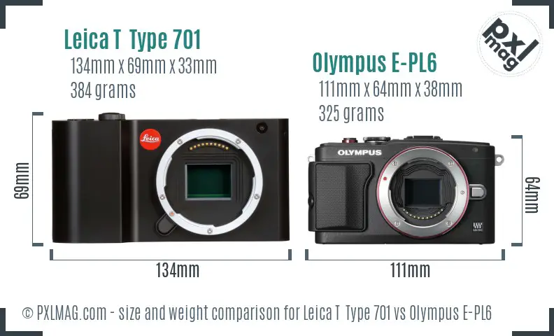 Leica T  Type 701 vs Olympus E-PL6 size comparison