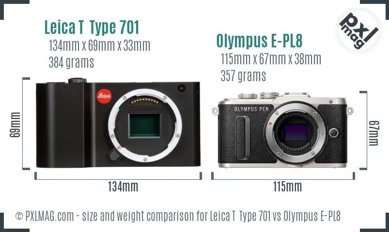 Leica T  Type 701 vs Olympus E-PL8 size comparison