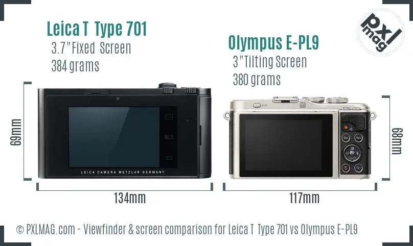 Leica T  Type 701 vs Olympus E-PL9 Screen and Viewfinder comparison